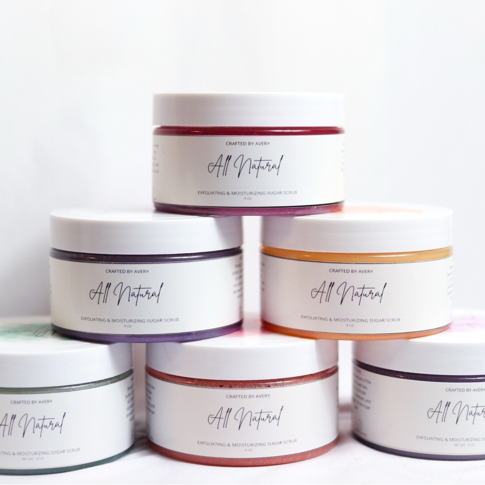 Handmade all natural exfoliating sugar scrub set